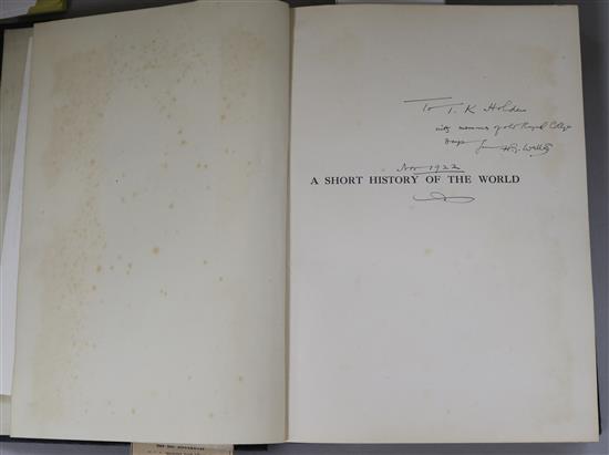 Wells, H.g. - A Short History of The World, quarto, cloth, with presentation inscription by the author, dated Nov 1922,